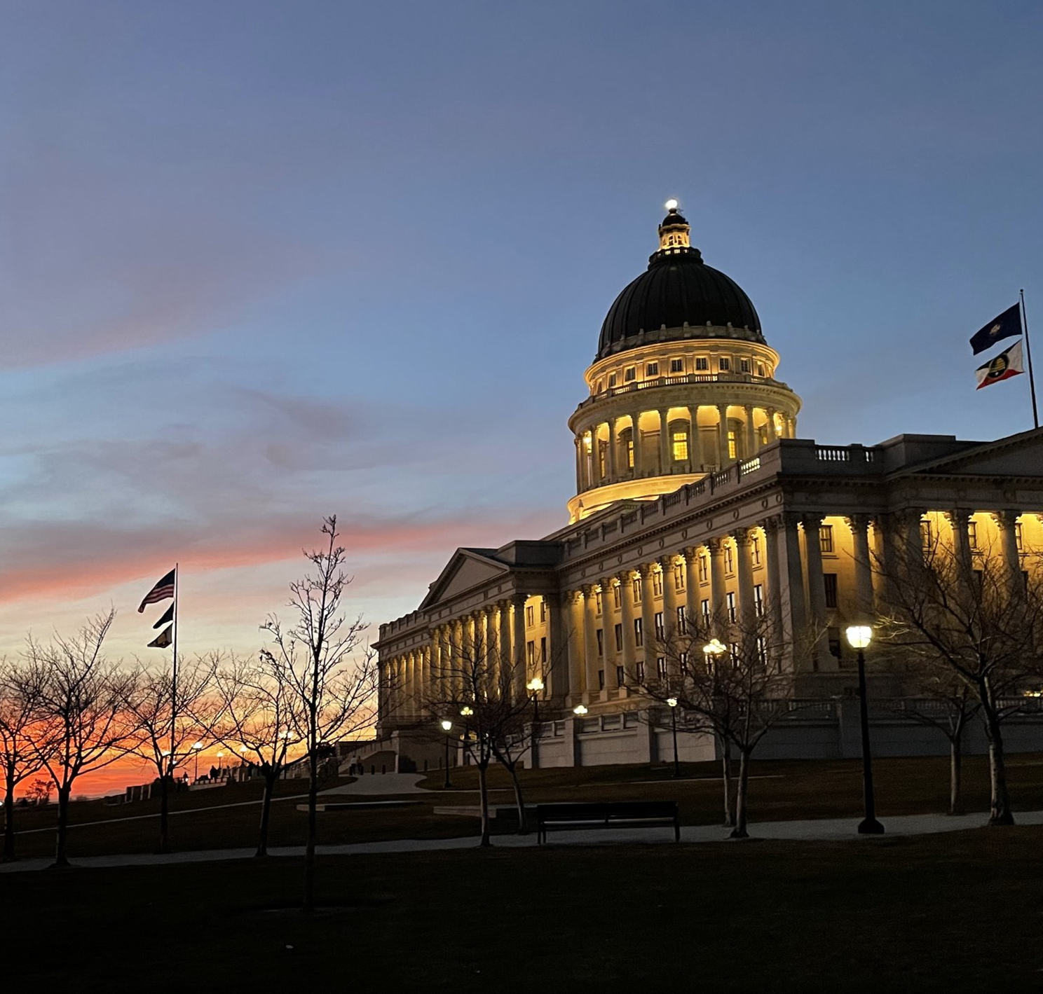 Utah Capitol building at sunset